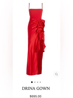 cinq a sept Red Satin Ruffle Drina Gown